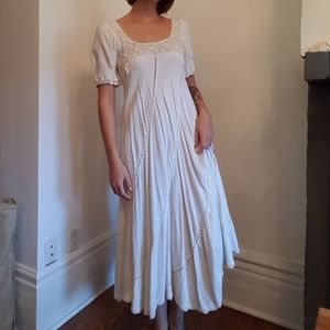 Vintage Cotton Dress with Crochet Details